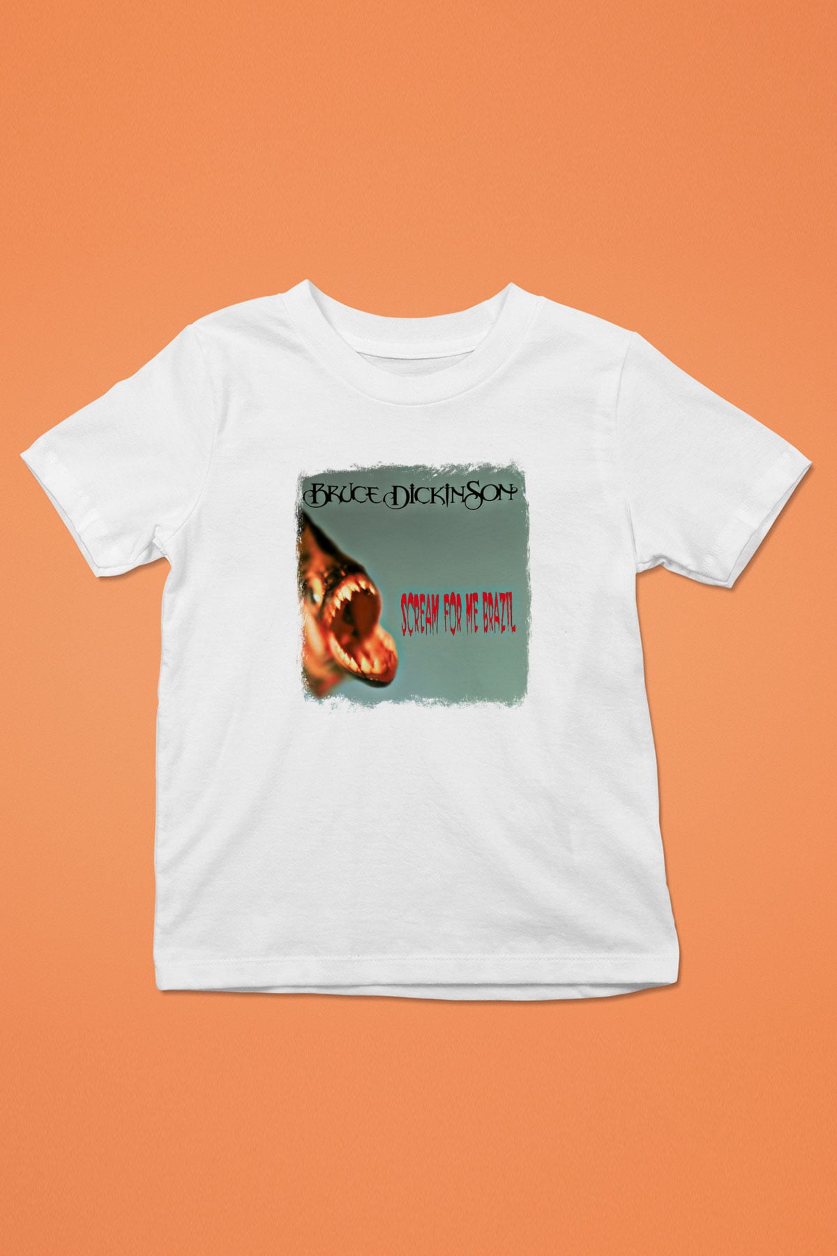 Bruce Dickinson Baskılı Unisex Beyaz Çocuk Tişört