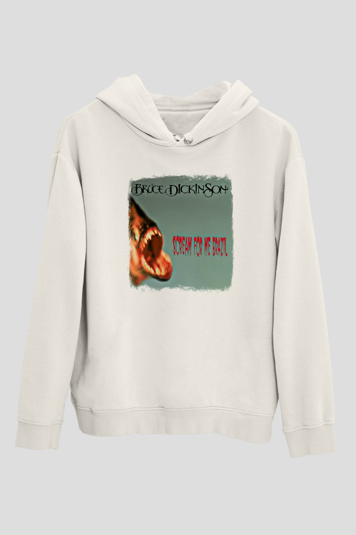 Bruce Dickinson Baskılı Unisex Beyaz Hoodie