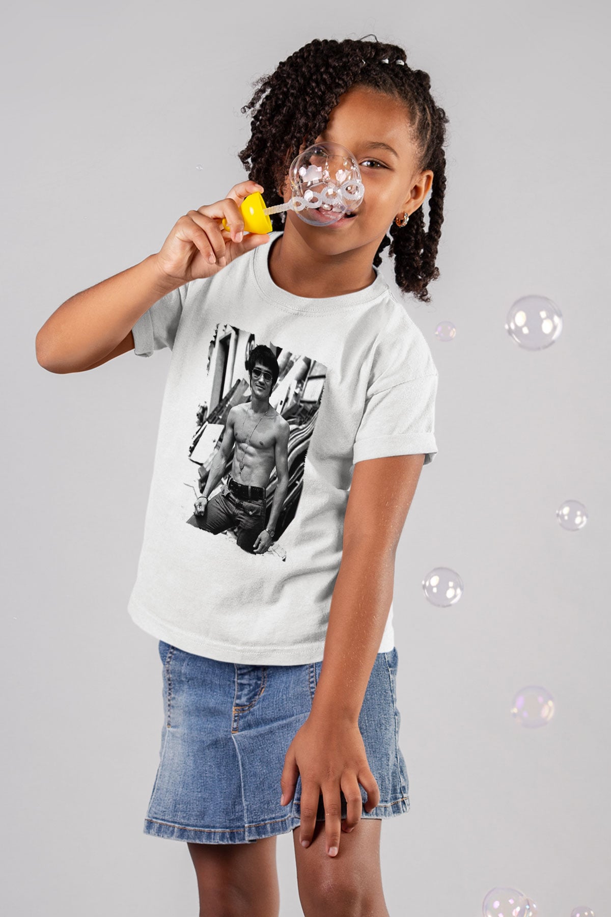 Bruce Lee Baskılı Beyaz Unisex Çocuk Tişört