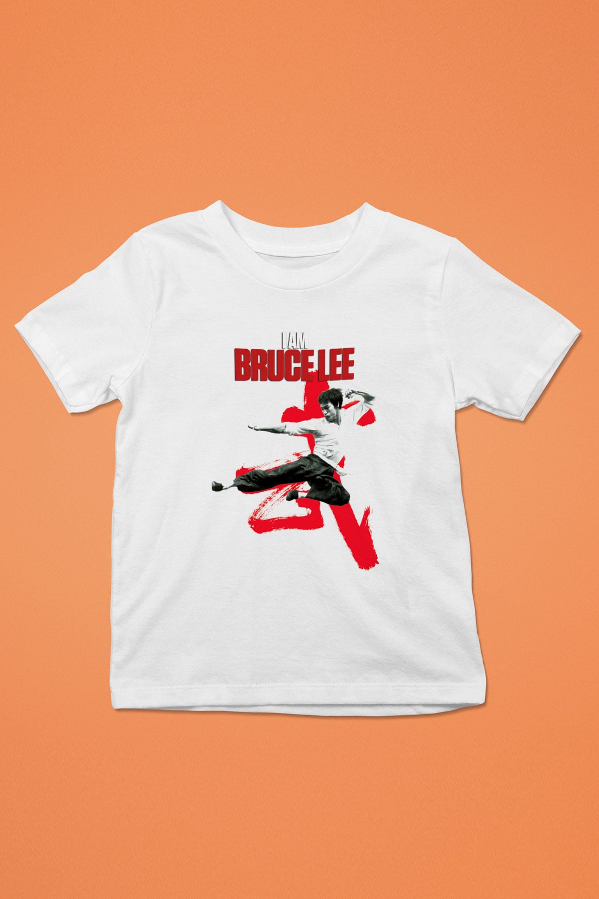 Bruce Lee Baskılı Beyaz Unisex Çocuk Tişört