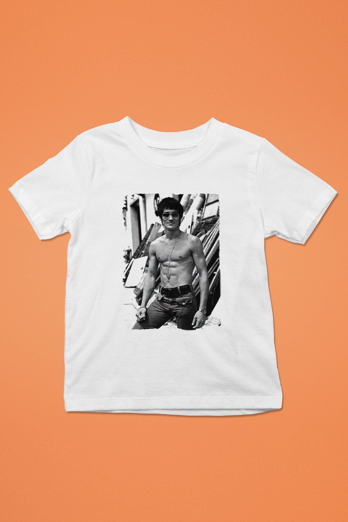 Bruce Lee Baskılı Beyaz Unisex Çocuk Tişört