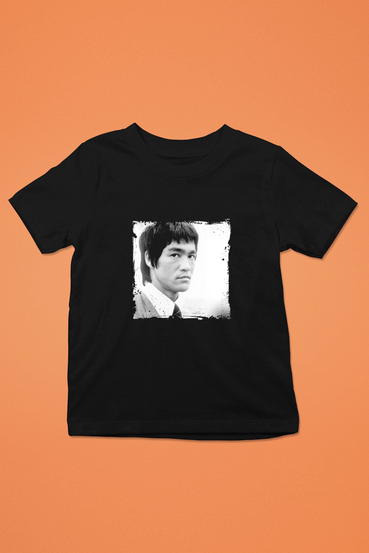 Bruce Lee Baskılı Unisex Siyah Çocuk Tişört