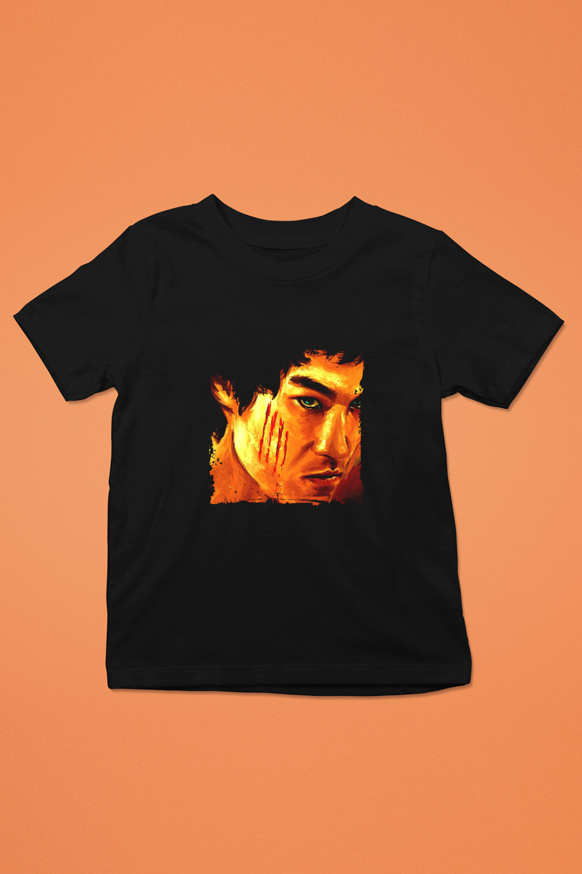 Bruce Lee Baskılı Unisex Siyah Çocuk Tişört