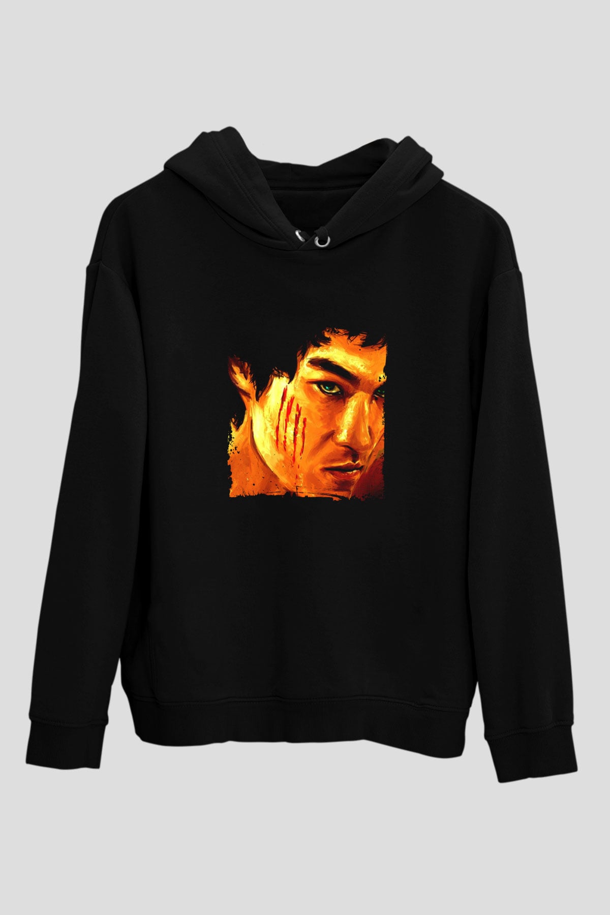 Bruce Lee Baskılı Unisex Siyah Hoodie