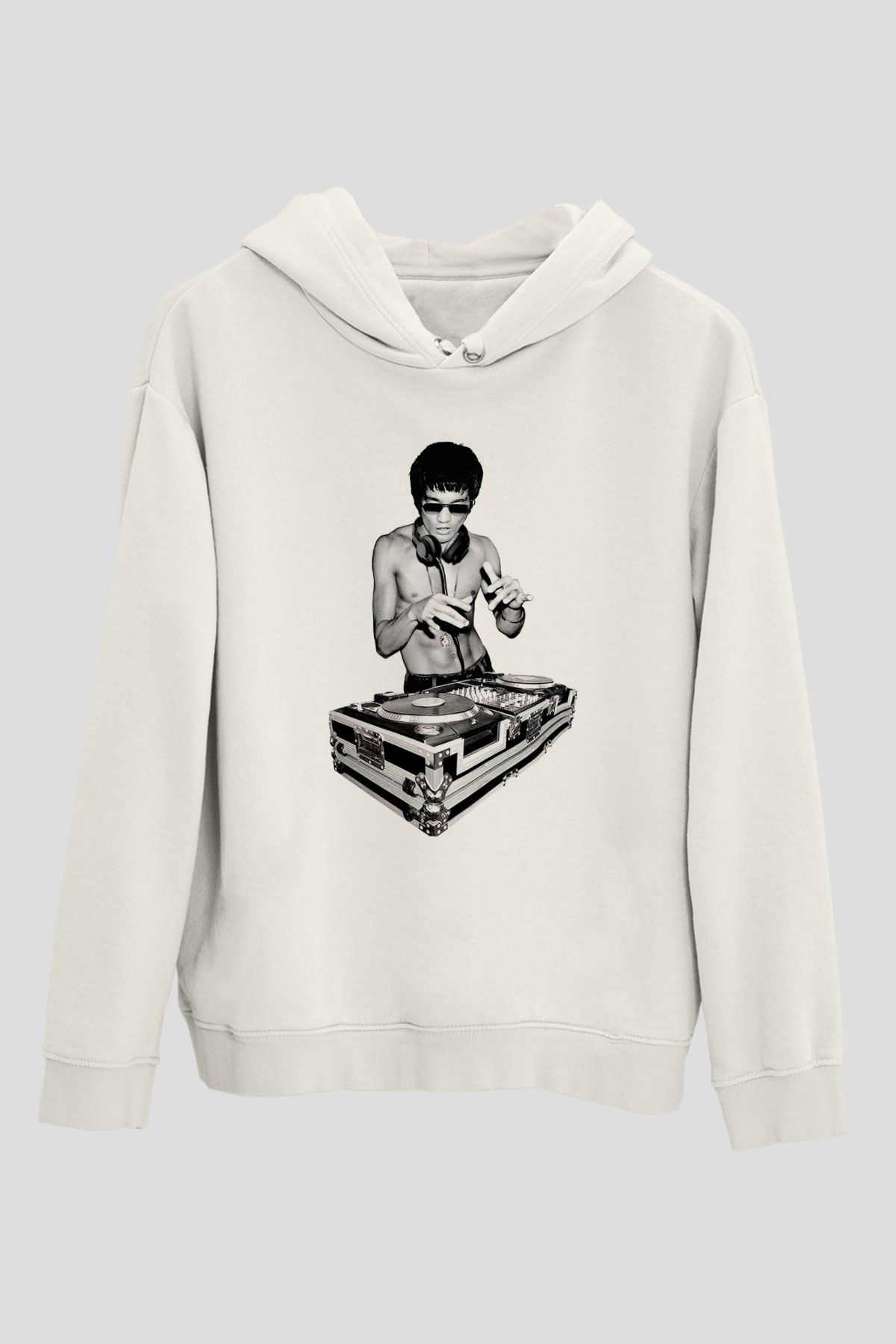 Bruce Lee Beyaz Unisex Kapşonlu Sweatshirt
