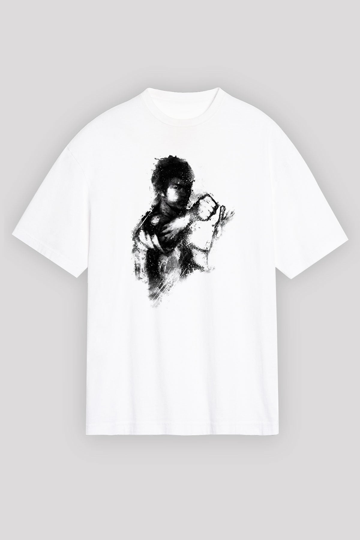 Bruce Lee Beyaz Unisex Oversize Tişört T-Shirt
