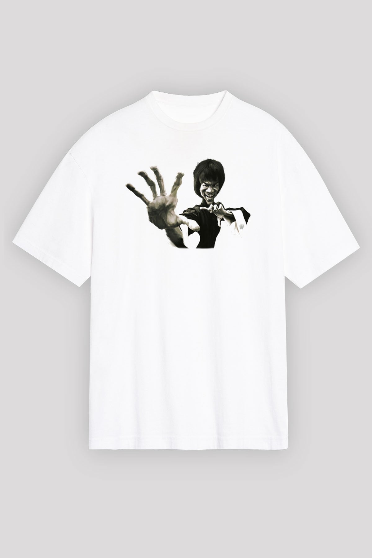 Bruce Lee Beyaz Unisex Oversize Tişört T-Shirt