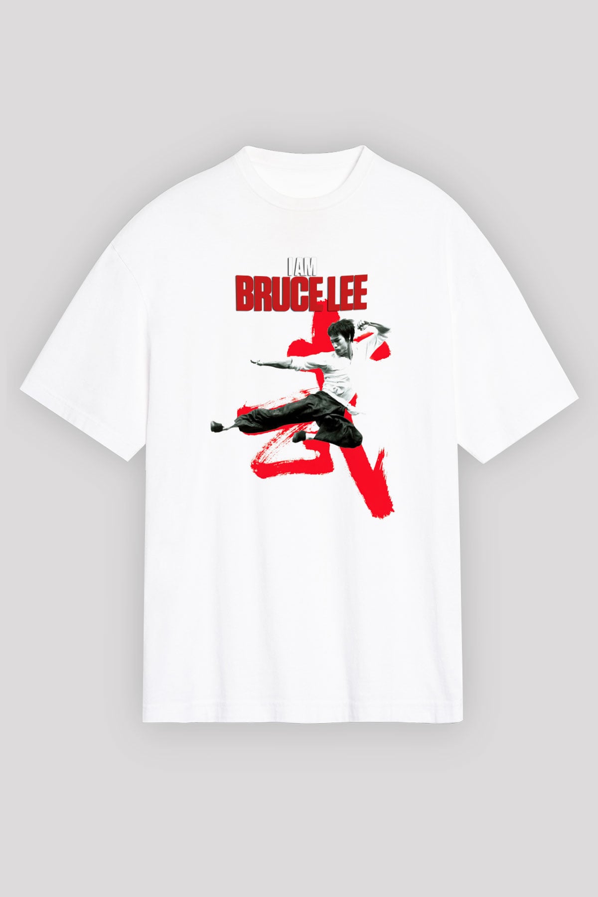 Bruce Lee Beyaz Unisex Oversize Tişört T-Shirt