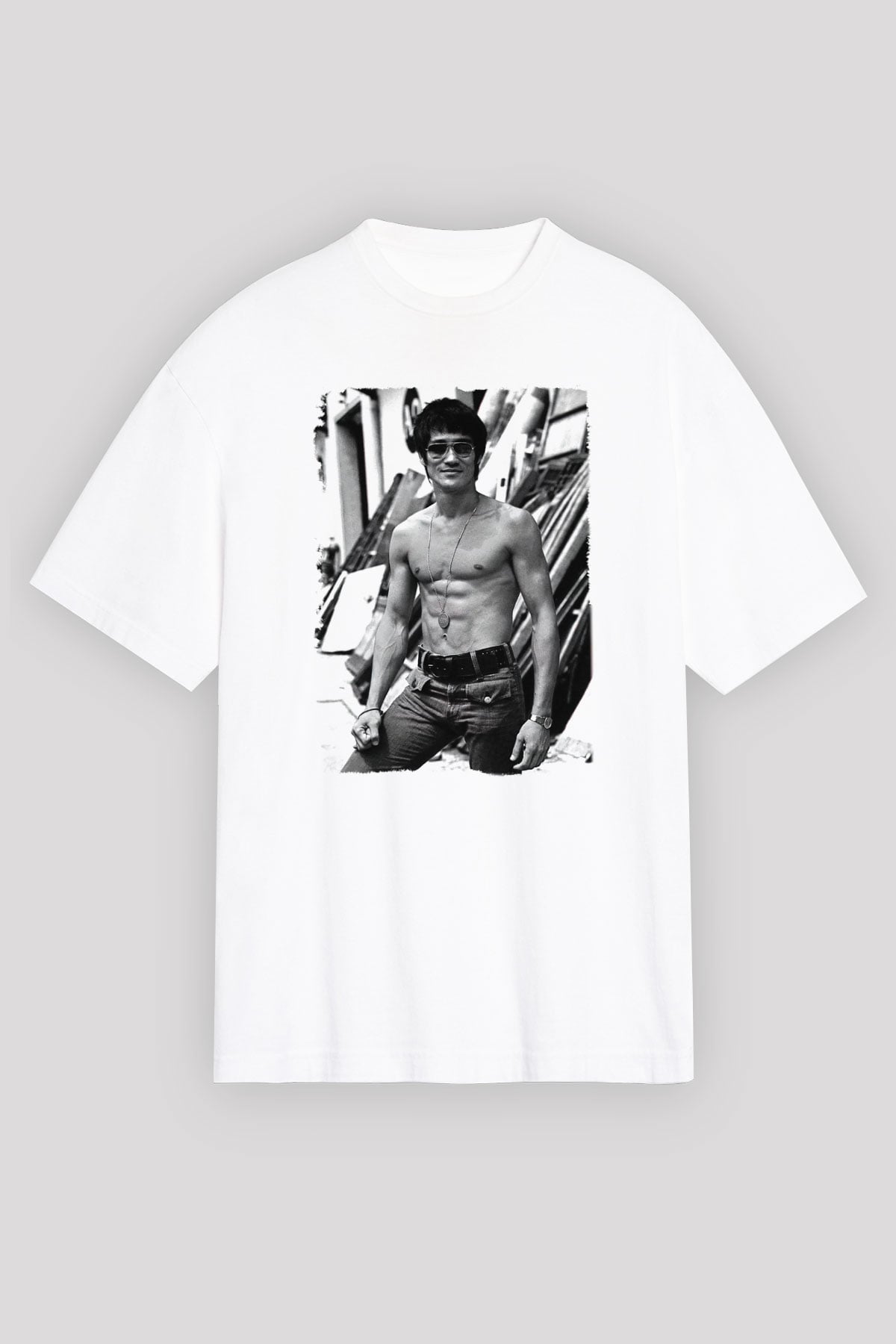 Bruce Lee Beyaz Unisex Oversize Tişört T-Shirt