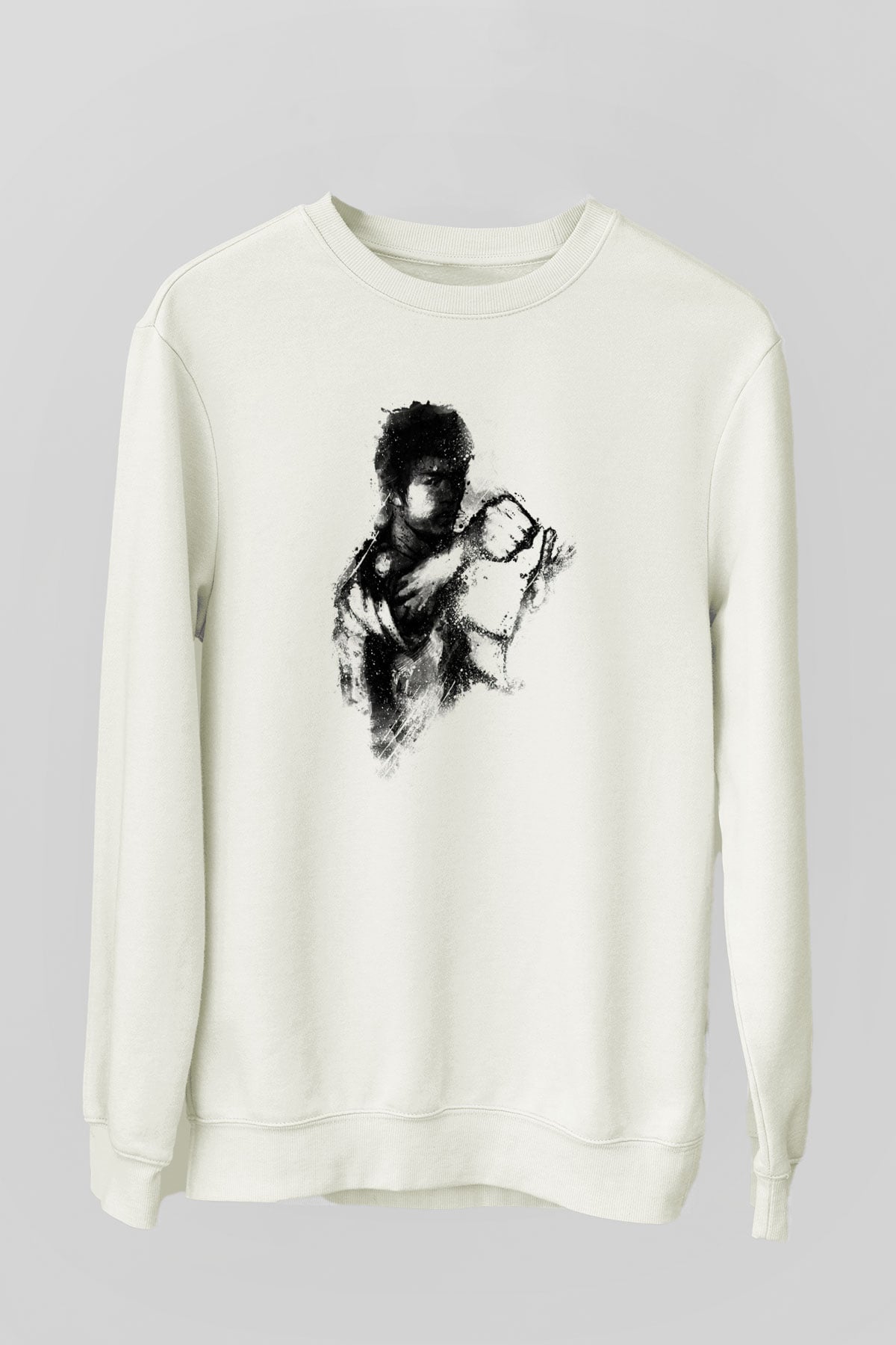 Bruce Lee Beyaz Unisex Sweatshirt