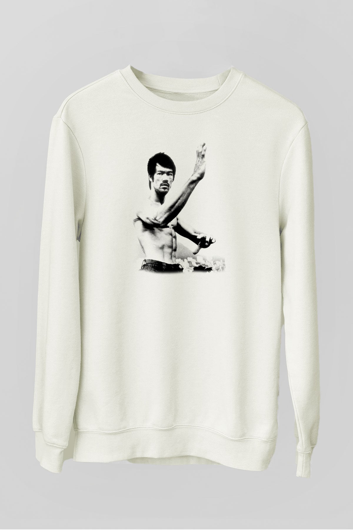 Bruce Lee Beyaz Unisex Sweatshirt