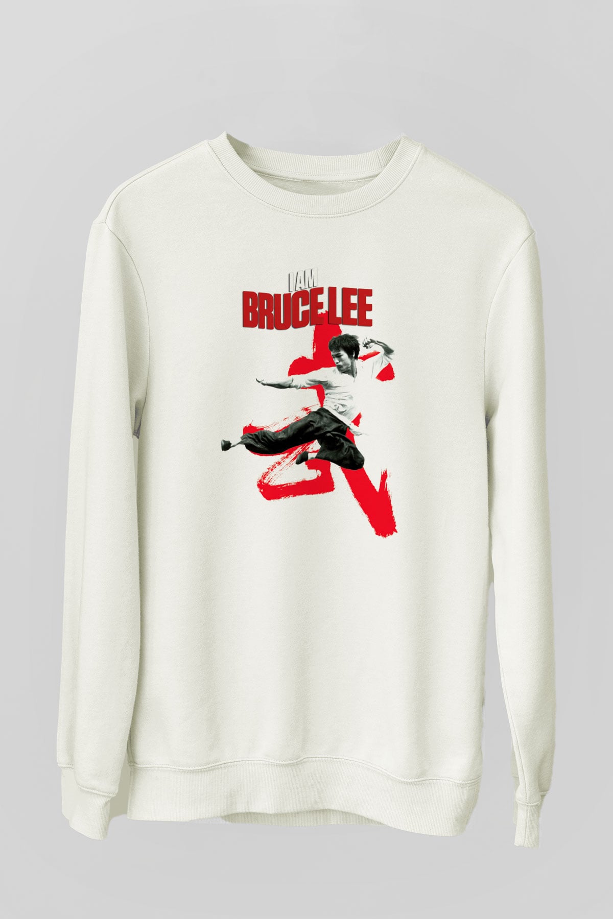 Bruce Lee Beyaz Unisex Sweatshirt