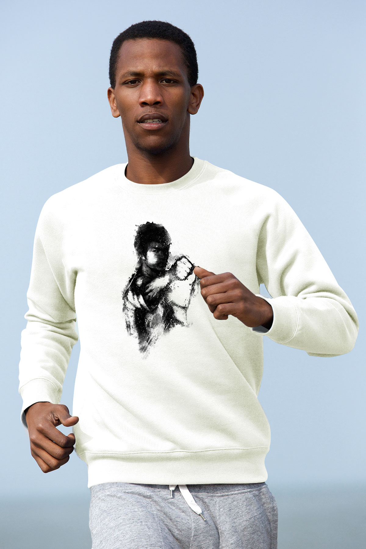 Bruce Lee Beyaz Unisex Sweatshirt