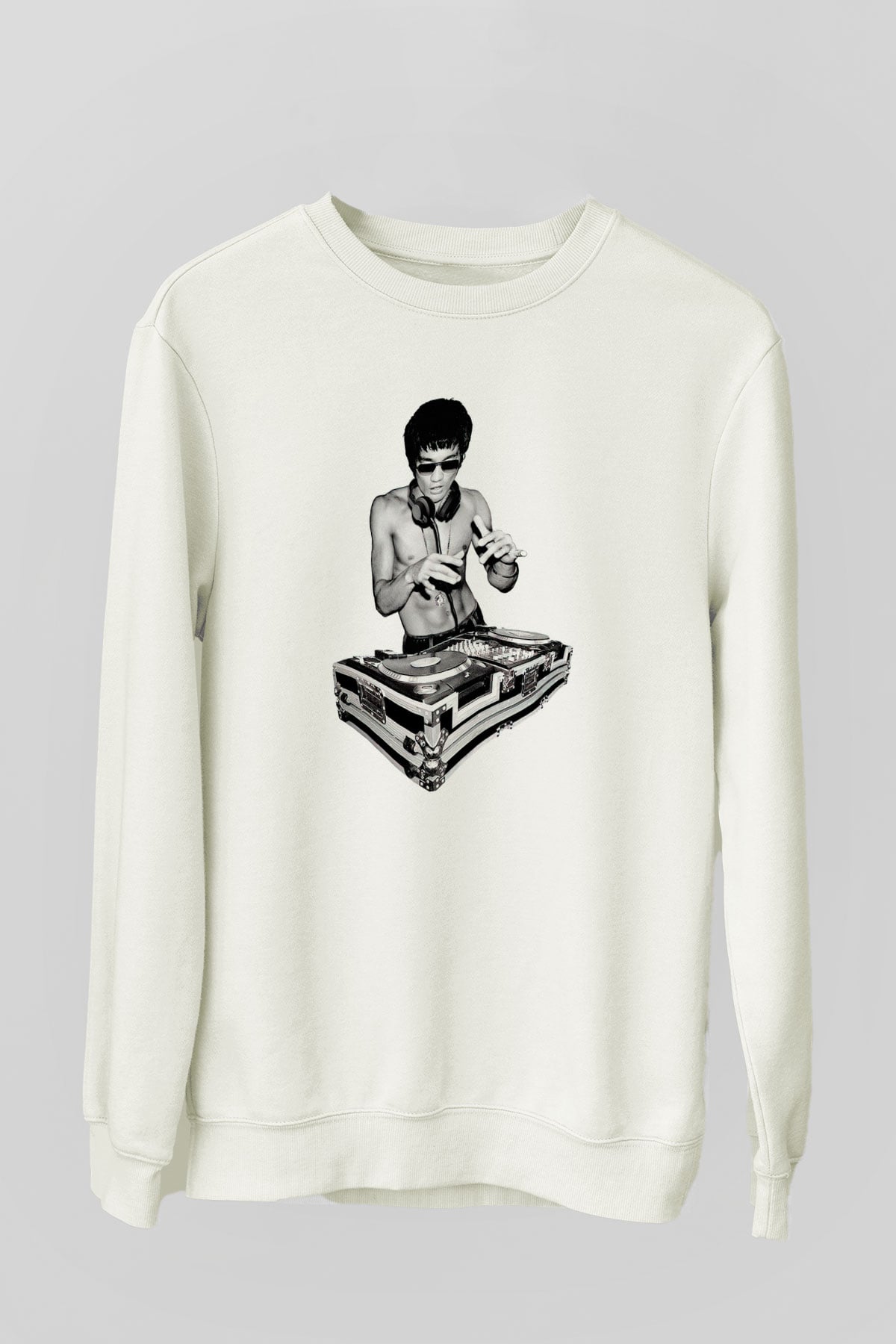 Bruce Lee Beyaz Unisex Sweatshirt
