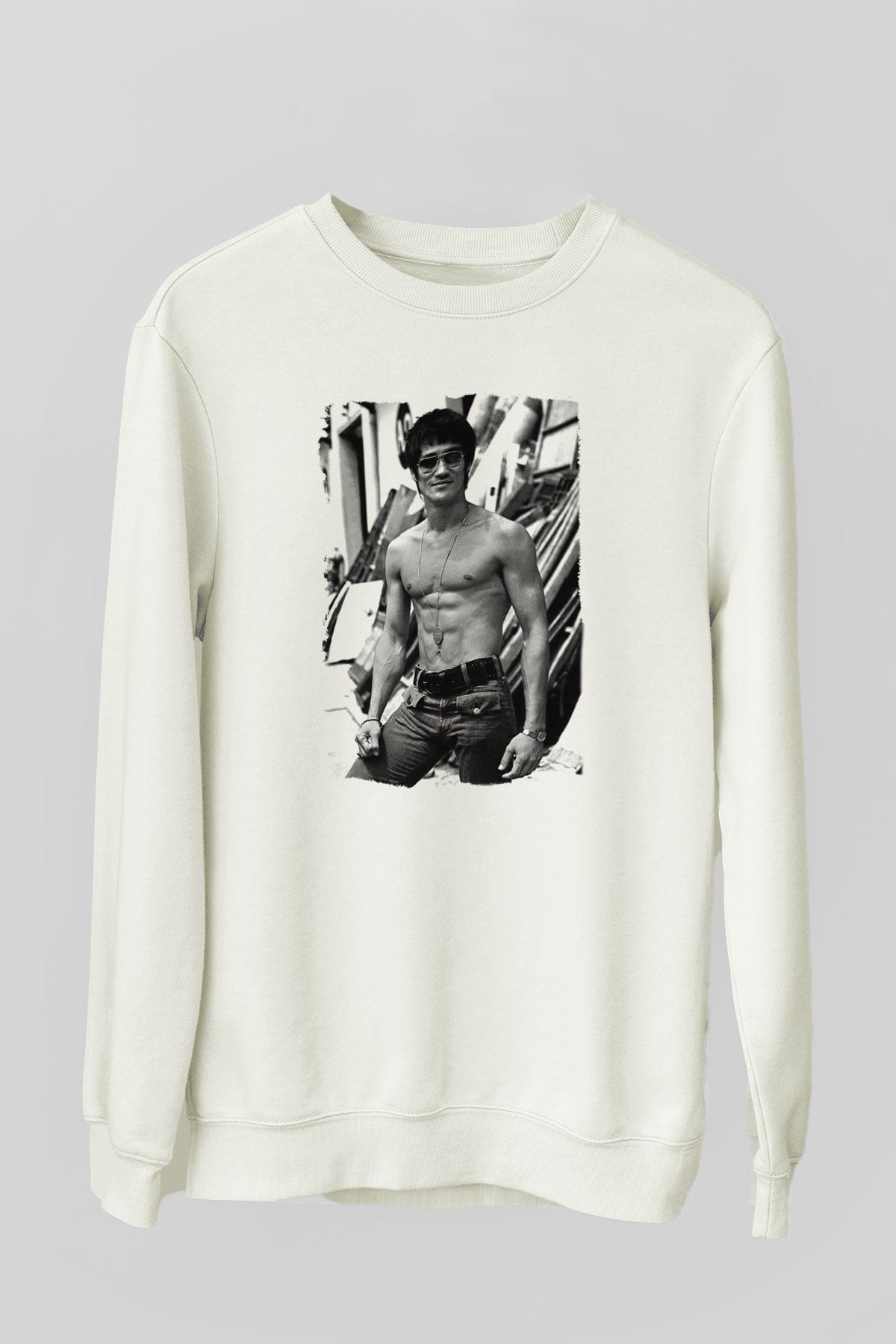 Bruce Lee Beyaz Unisex Sweatshirt