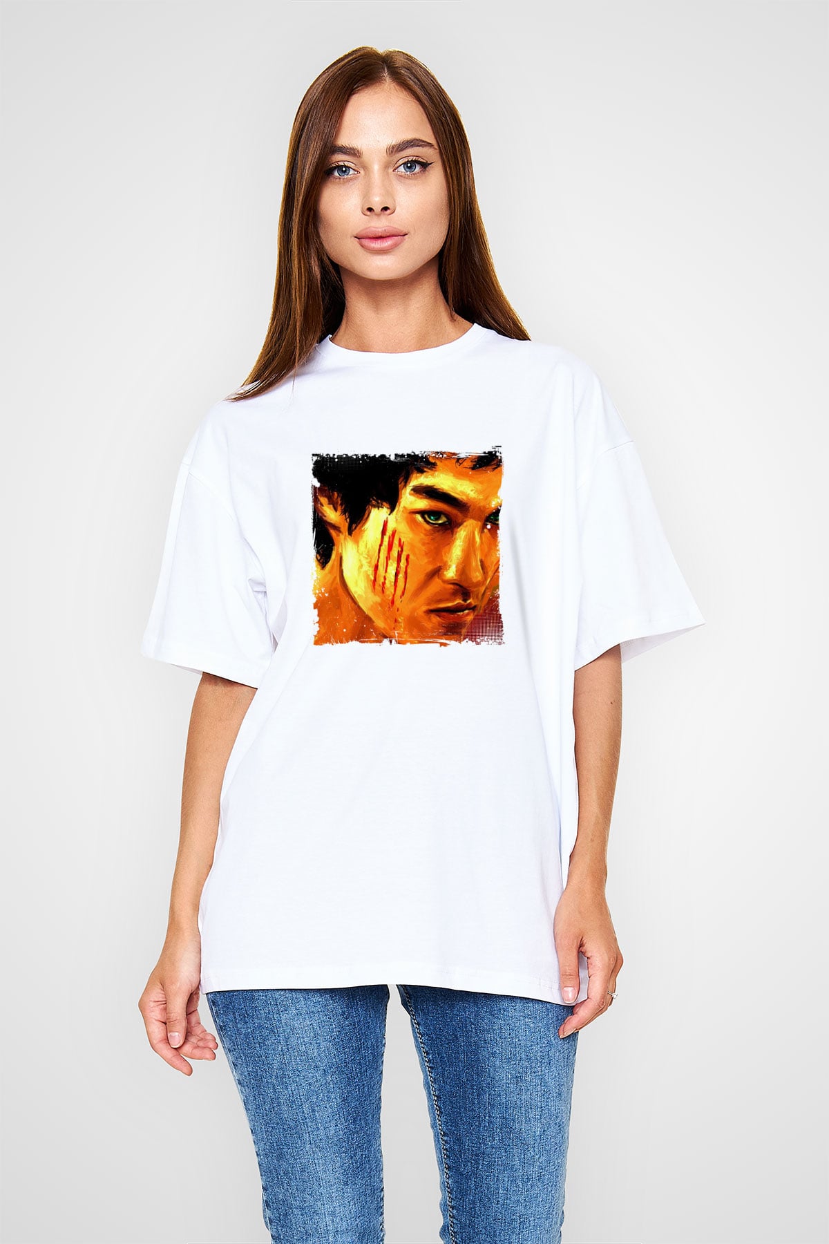 Bruce Lee Unisex Baskılı Beyaz Tişört