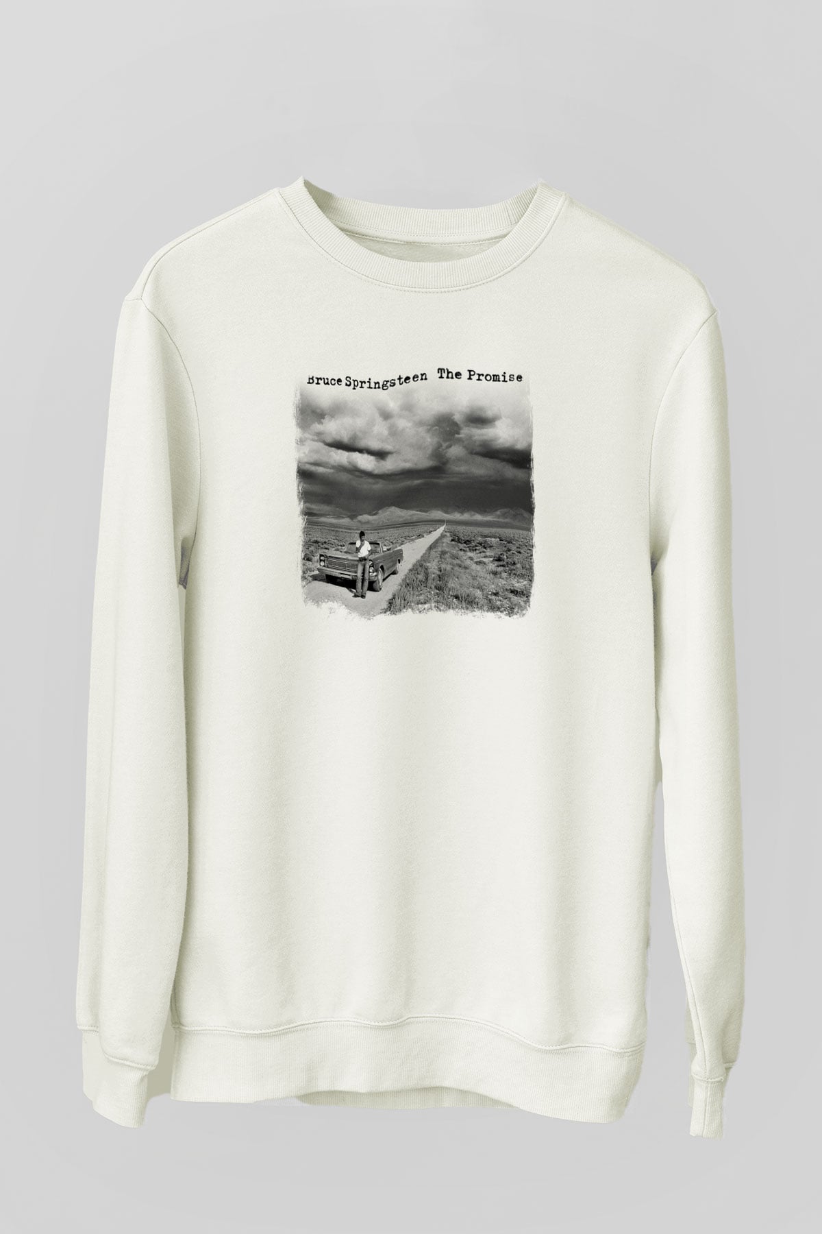 Bruce Springsteen Baskılı Unisex Beyaz Sweatshirt