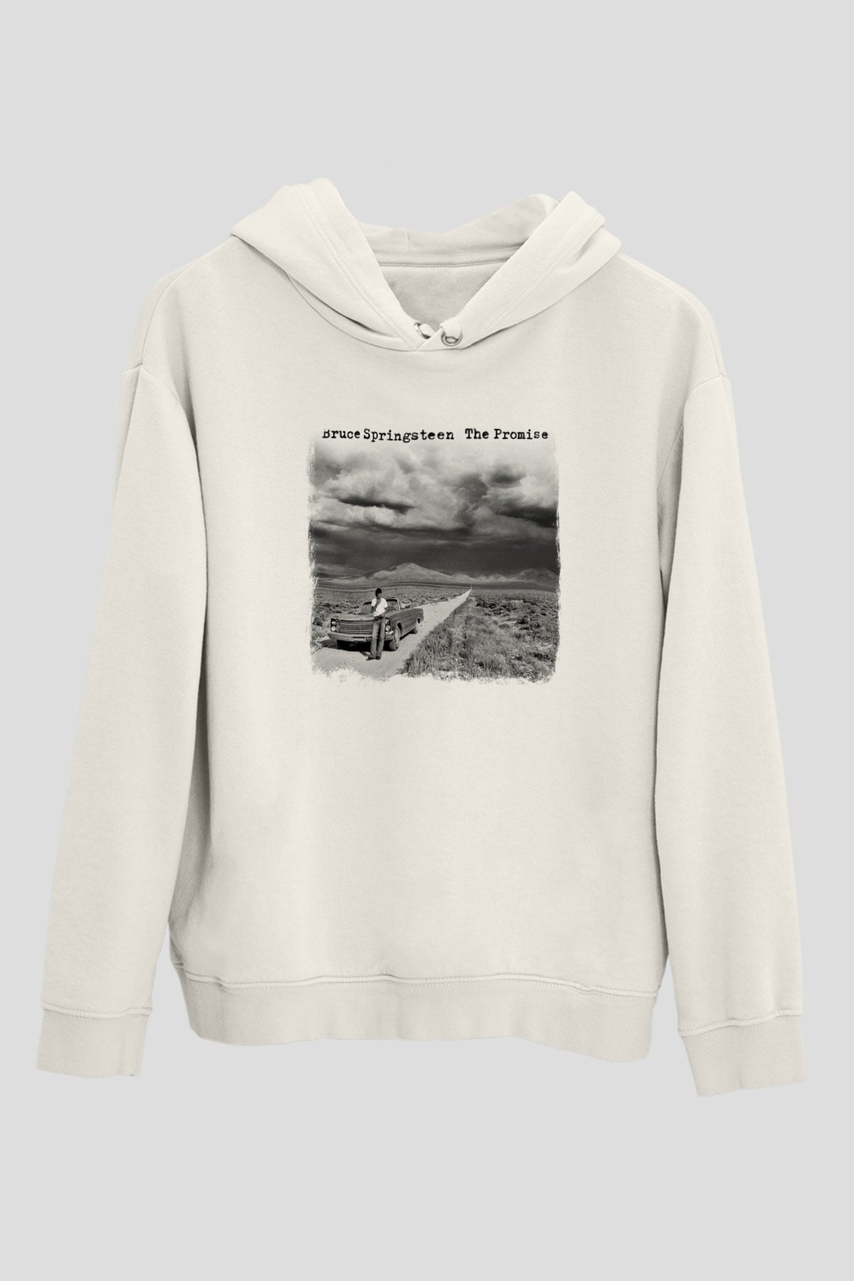 Bruce Springsteen Baskılı Unisex Beyaz Hoodie