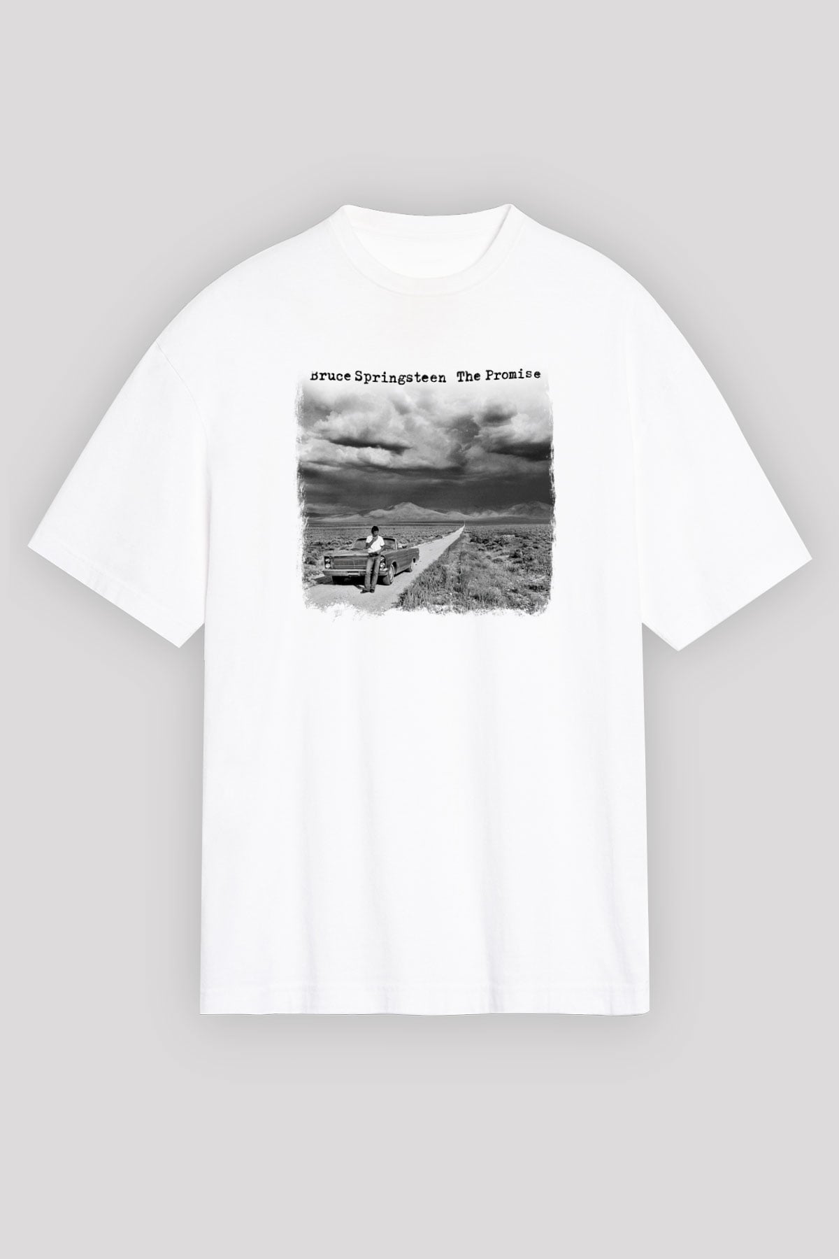 Bruce Springsteen Baskılı Unisex Beyaz Oversize Tişört
