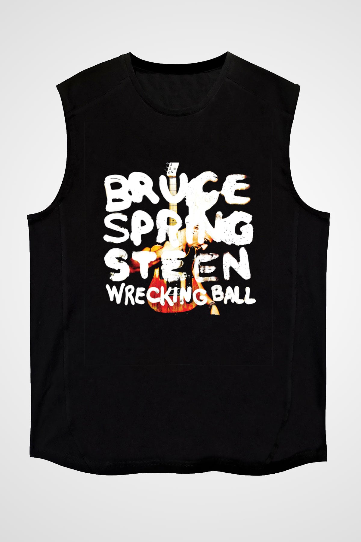 Bruce Springsteen Baskılı Unisex Siyah Kolsuz Tişört
