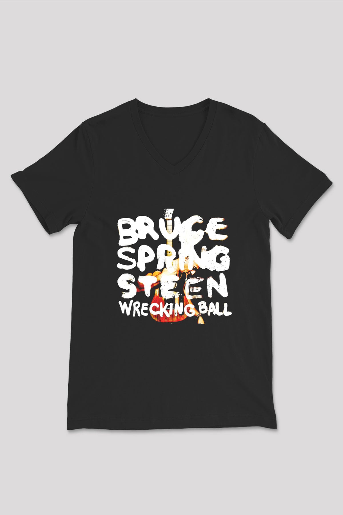 Bruce Springsteen Baskılı Unisex Siyah V Yaka Tişört