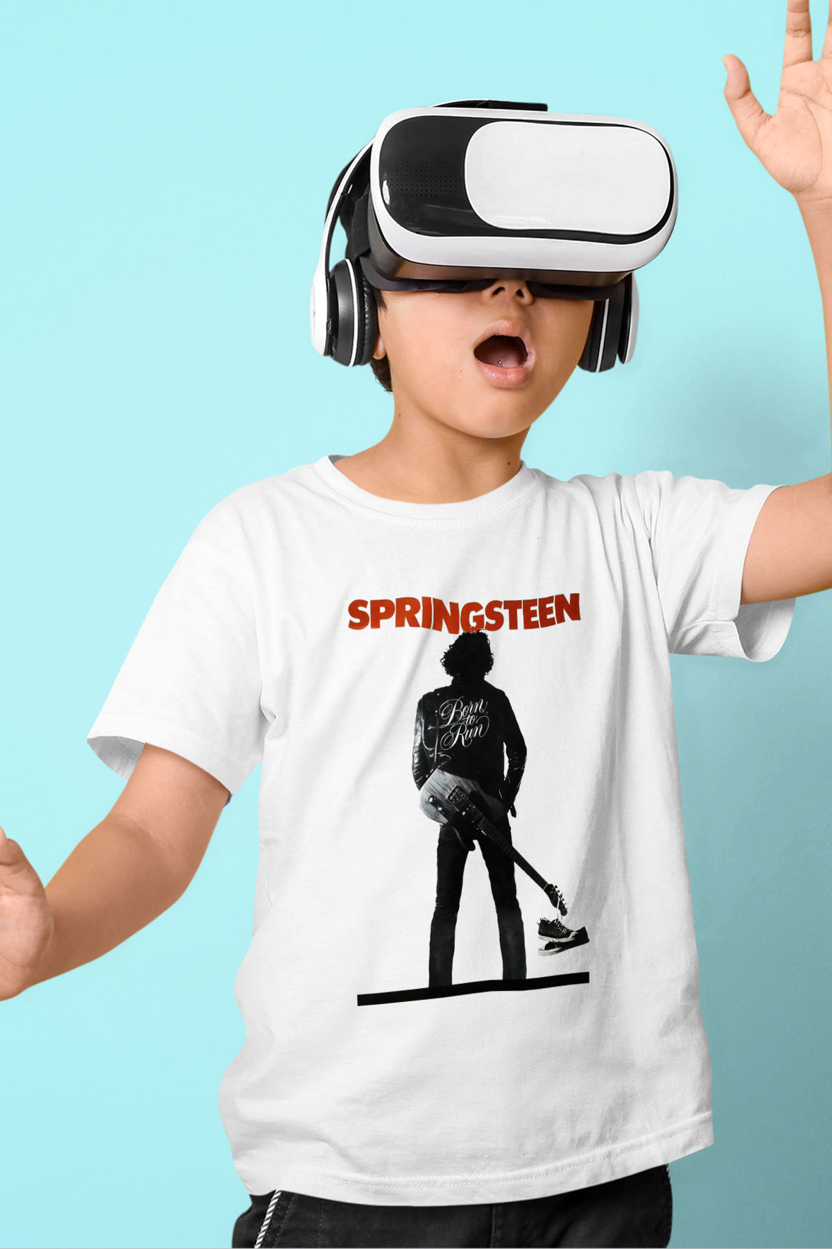 Bruce Springsteen Beyaz Unisex Çocuk Tişört
