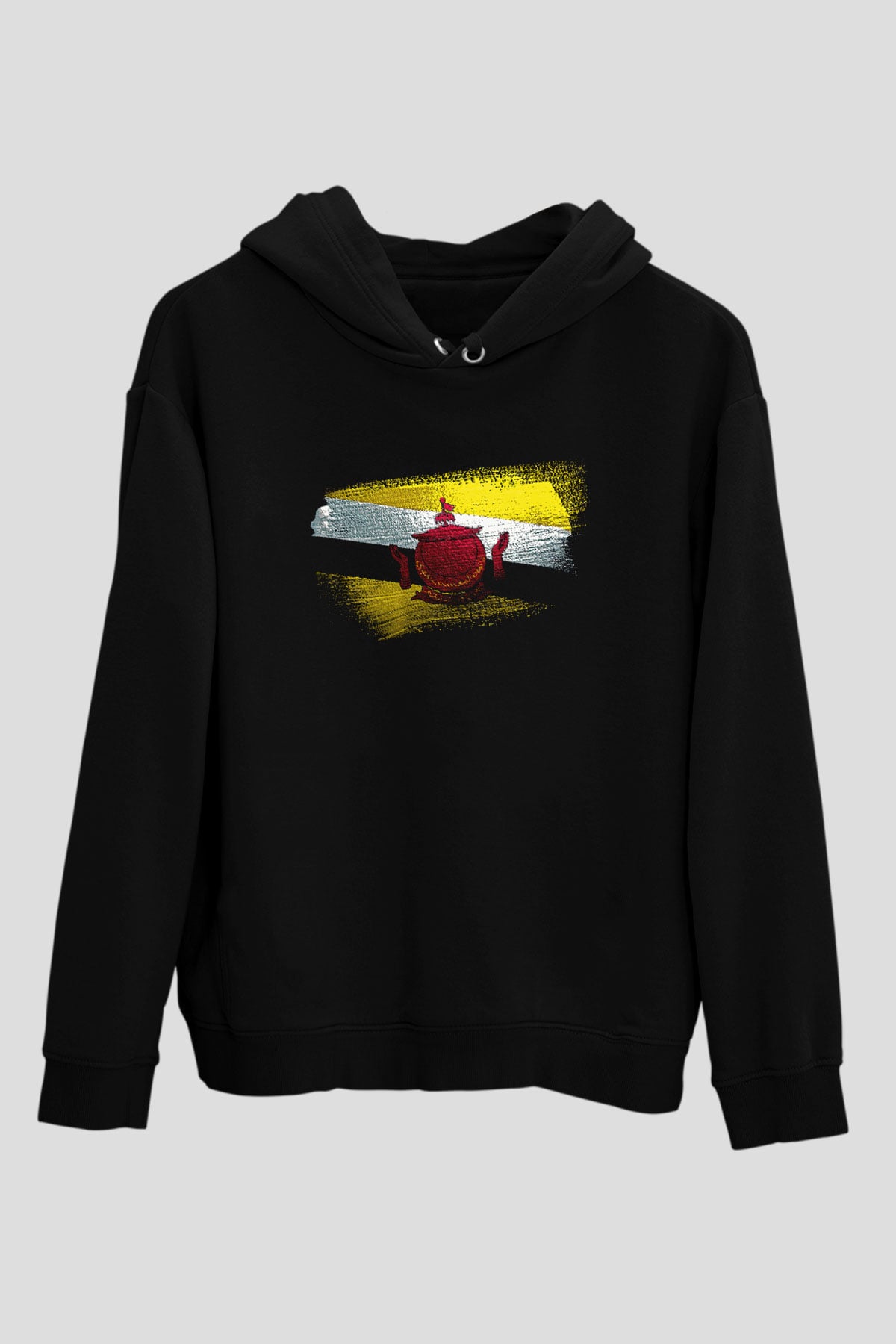 Brunei Bayrağı Baskılı Unisex Siyah Hoodie
