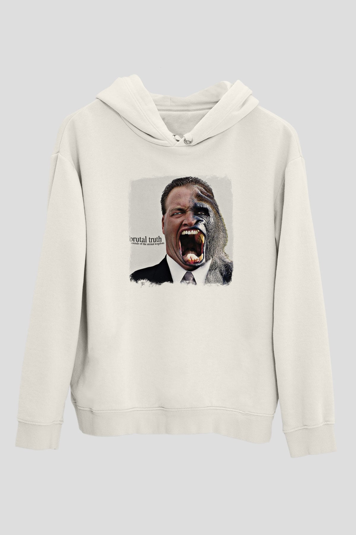 Brutal Truth Baskılı Unisex Beyaz Hoodie