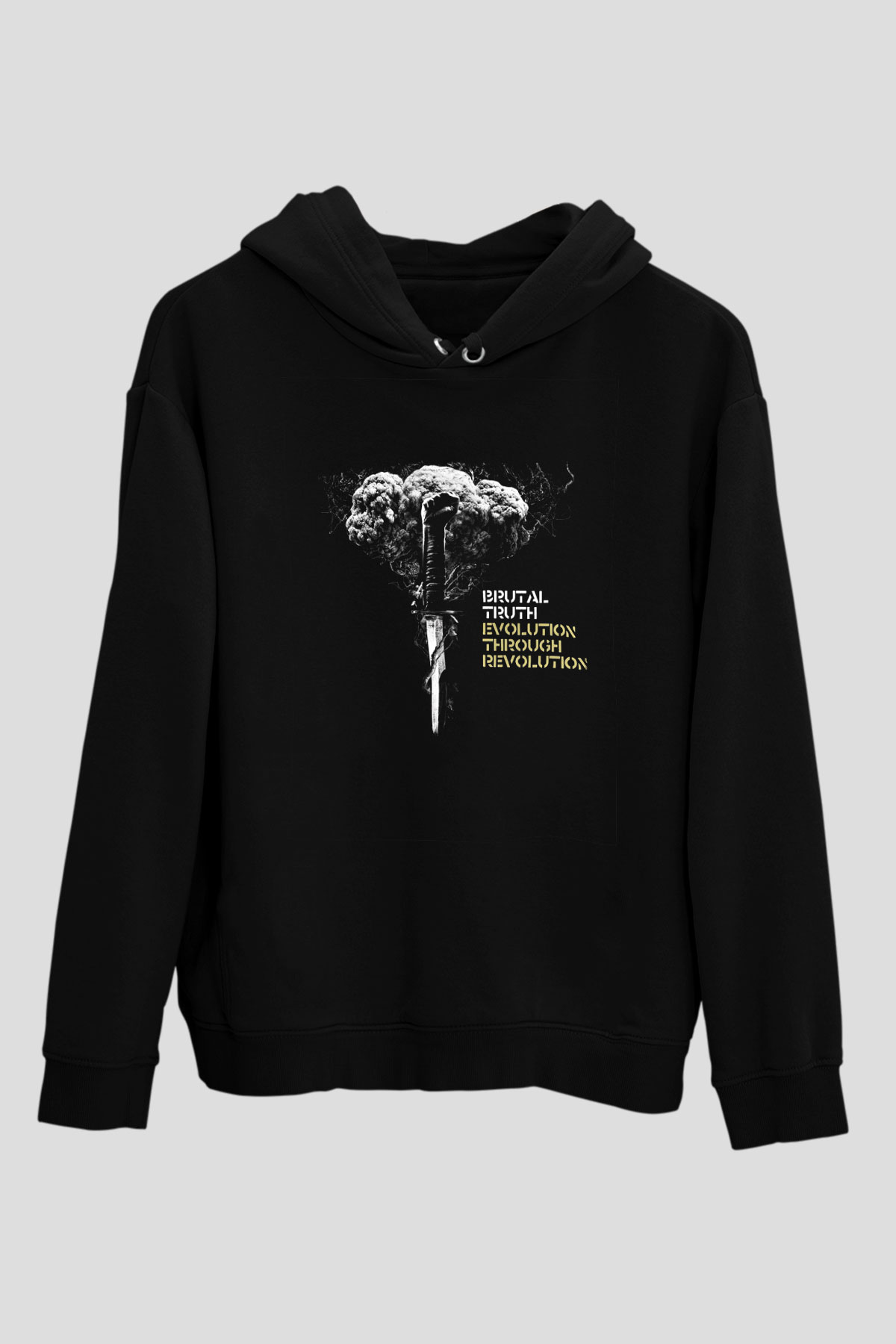 Brutal Truth Baskılı Unisex Siyah Hoodie
