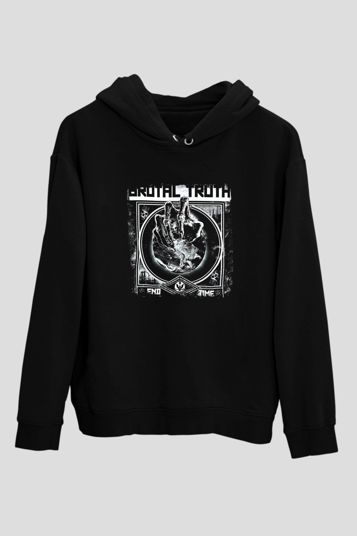 Brutal Truth Baskılı Unisex Siyah Hoodie