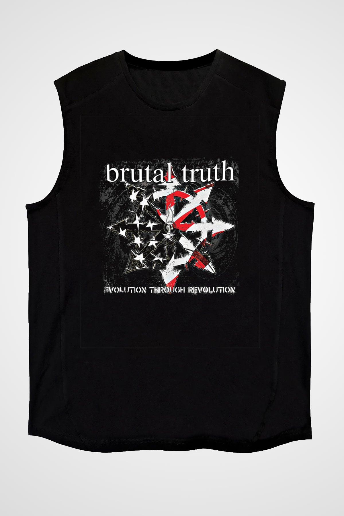 Brutal Truth Baskılı Unisex Siyah Kolsuz Tişört