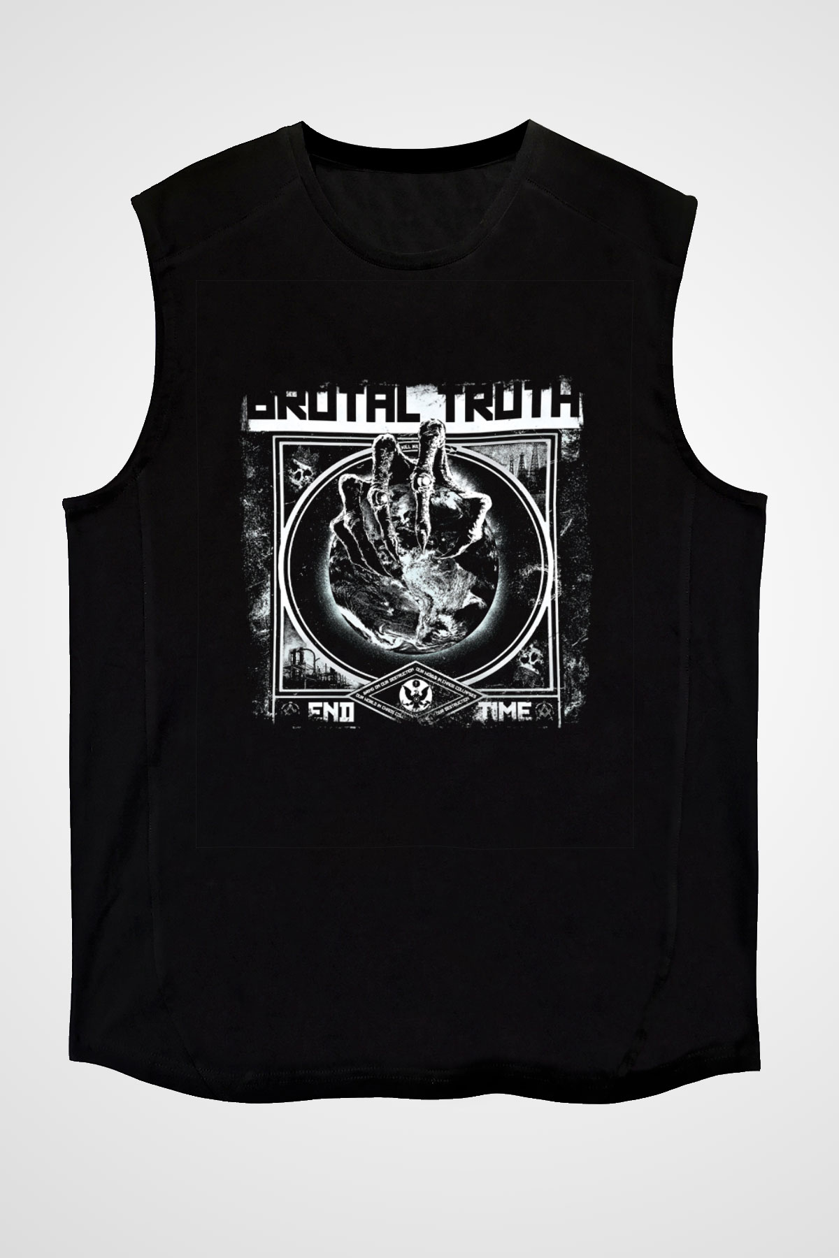 Brutal Truth Baskılı Unisex Siyah Kolsuz Tişört