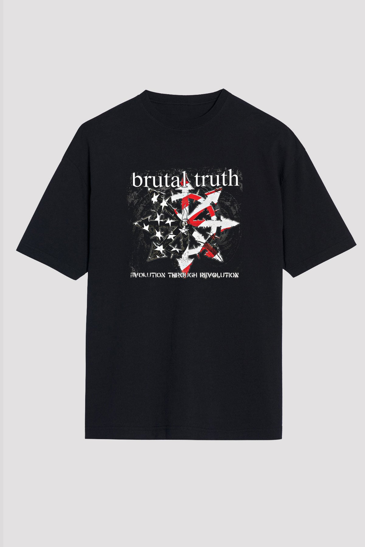 Brutal Truth Baskılı Unisex Siyah Oversize Tişört