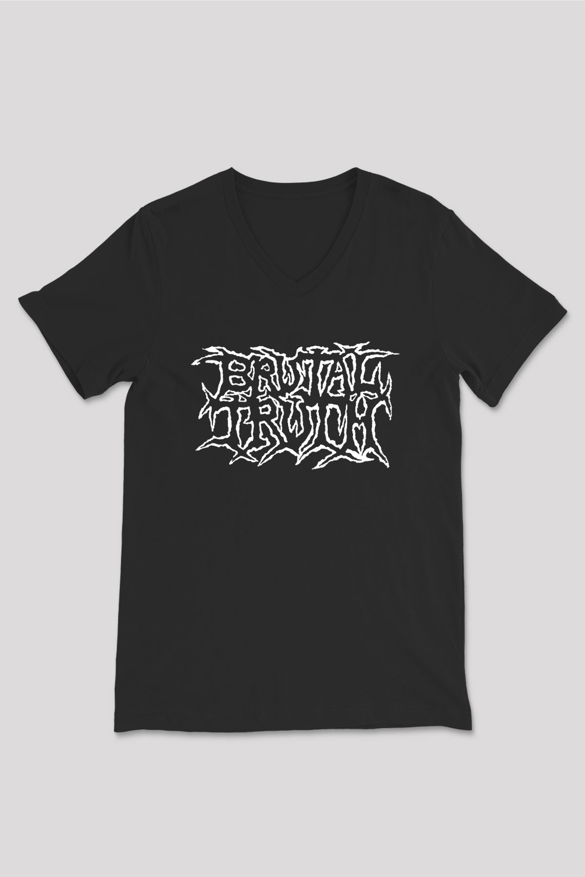 Brutal Truth Siyah Unisex V Yaka Tişört T-Shirt