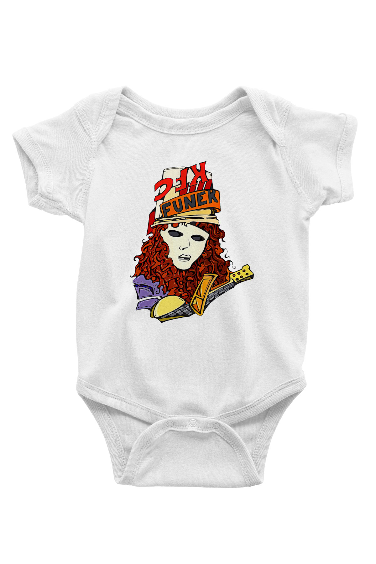 Buckethead Baskılı Beyaz Unisex Bebek Body - Zıbın