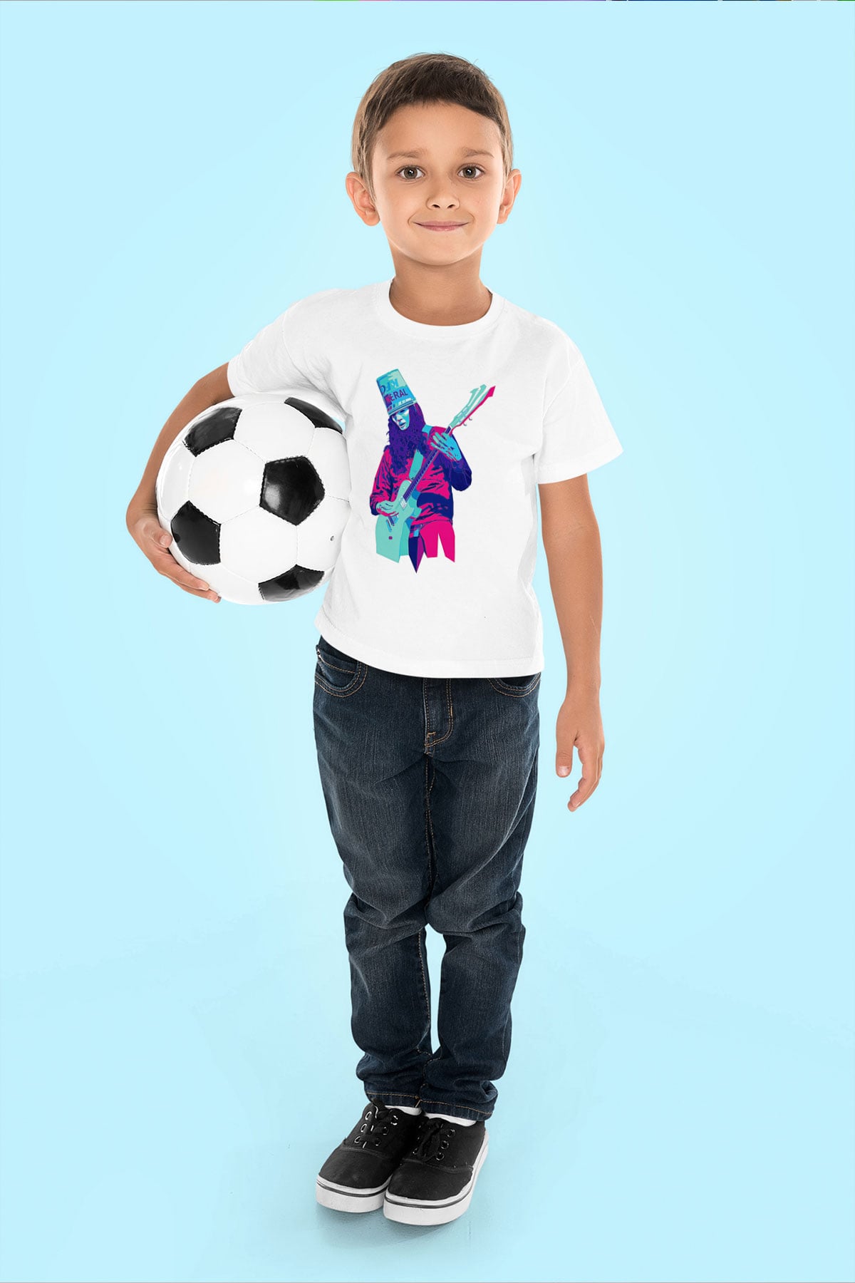 Buckethead Baskılı Beyaz Unisex Beyaz Çocuk Tişört - Tshirt