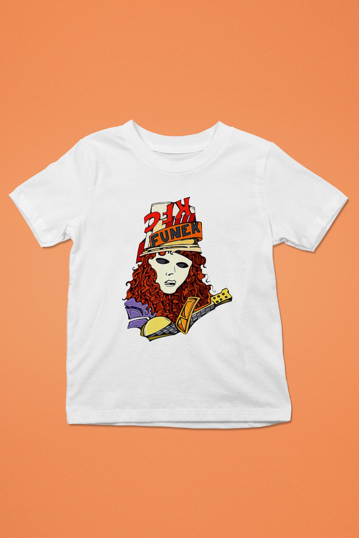 Buckethead Baskılı Beyaz Unisex Beyaz Çocuk Tişört - Tshirt