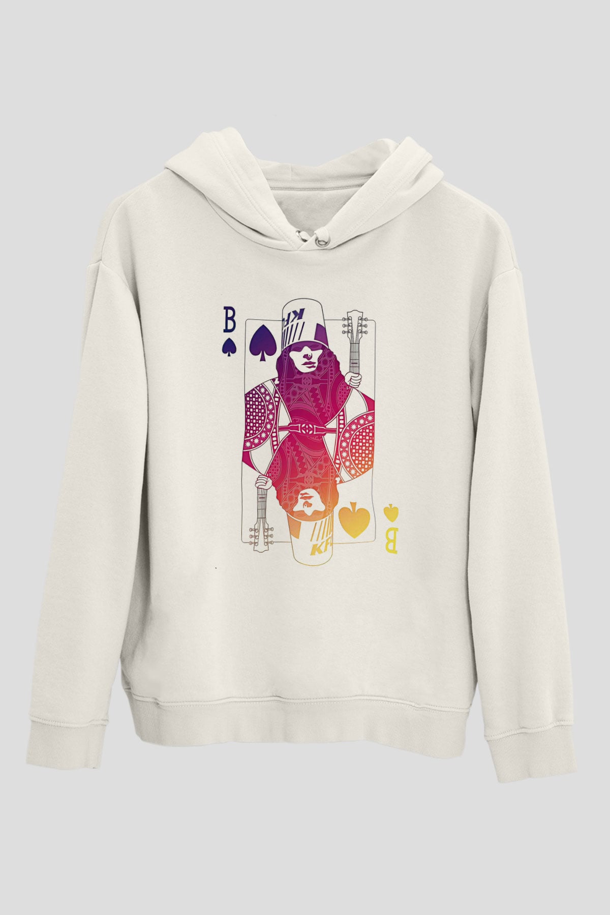 Buckethead Baskılı Beyaz Unisex Kapüşonlu Sweatshirt