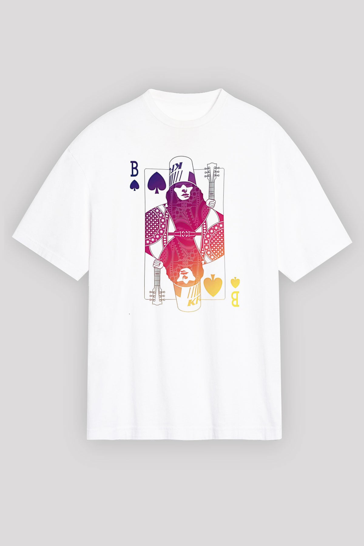 Buckethead Baskılı Beyaz Unisex Oversize Tişört - Tshirt