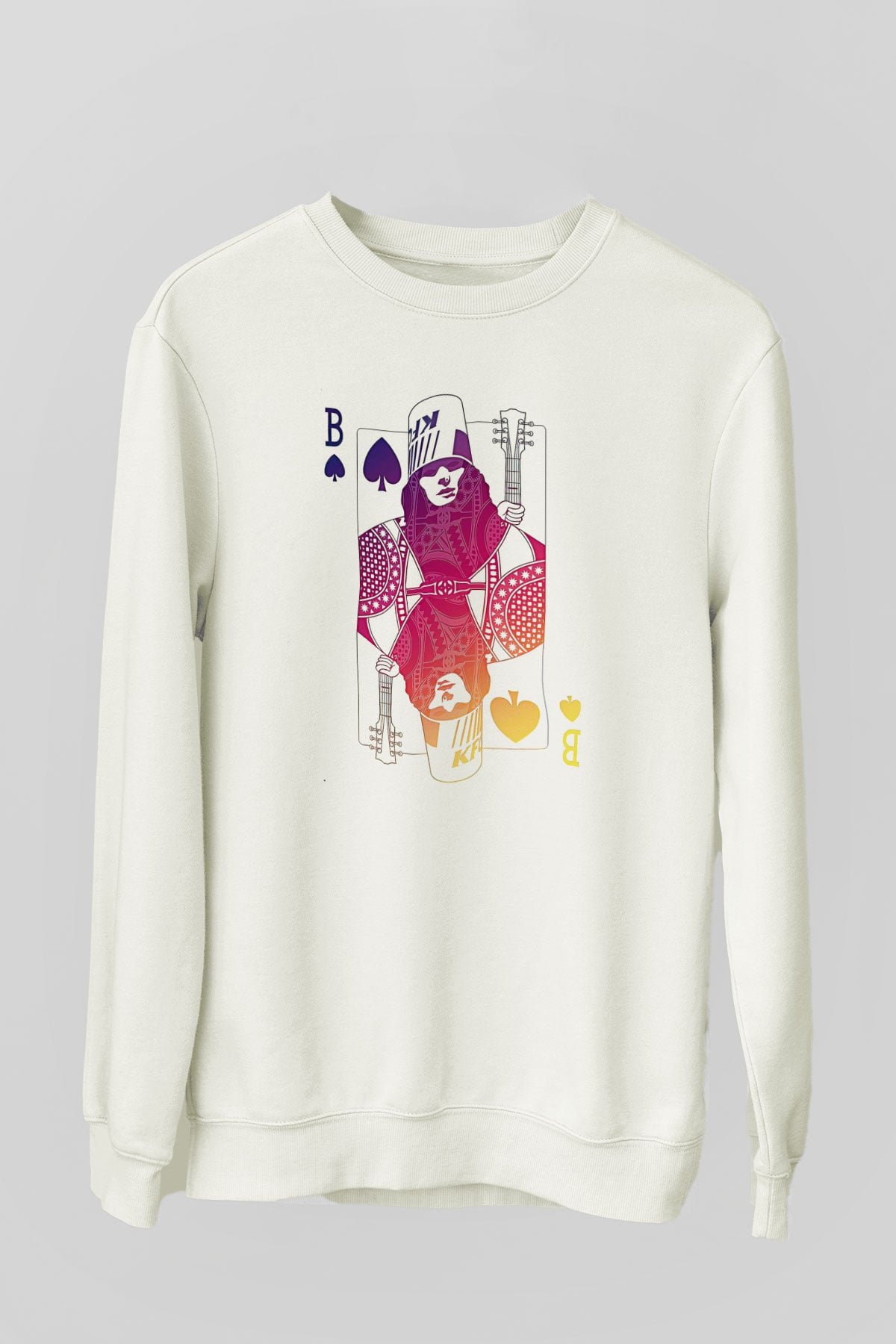 Buckethead Baskılı Beyaz Unisex Sweatshirt
