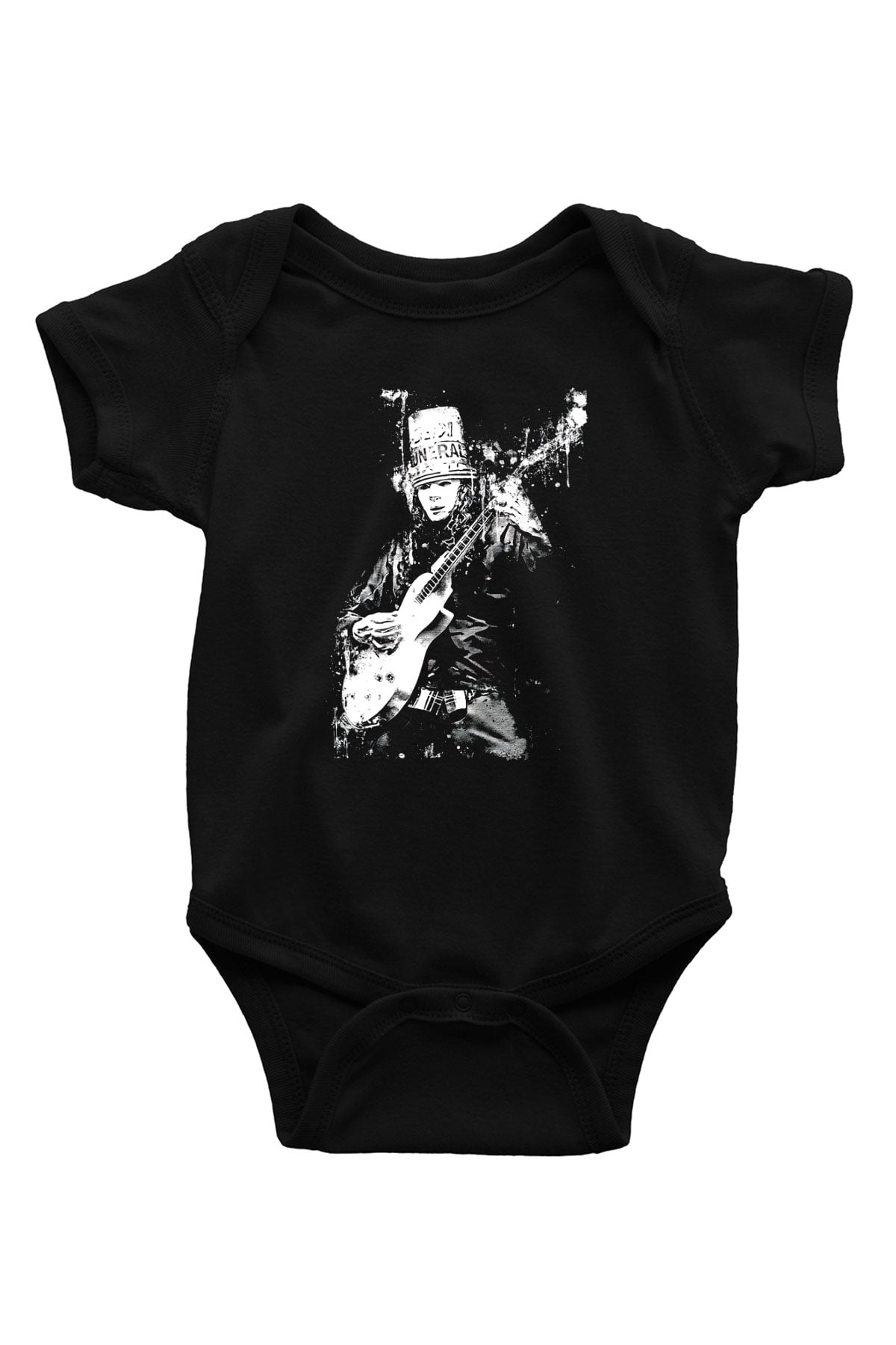 Buckethead Baskılı Unisex Siyah Bebek Body - Zıbın