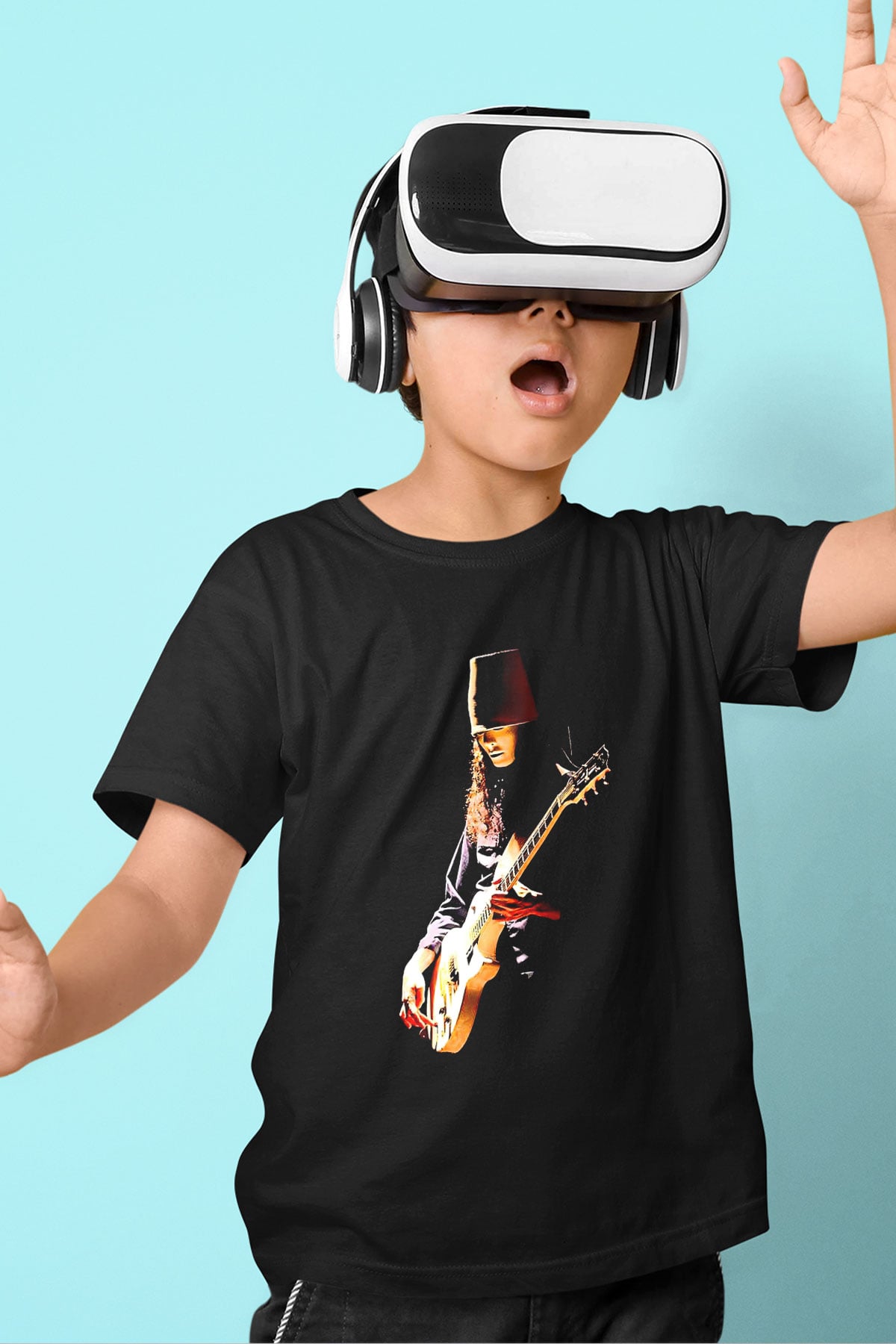 Buckethead Baskılı Unisex Siyah Çocuk Tişört - Tshirt