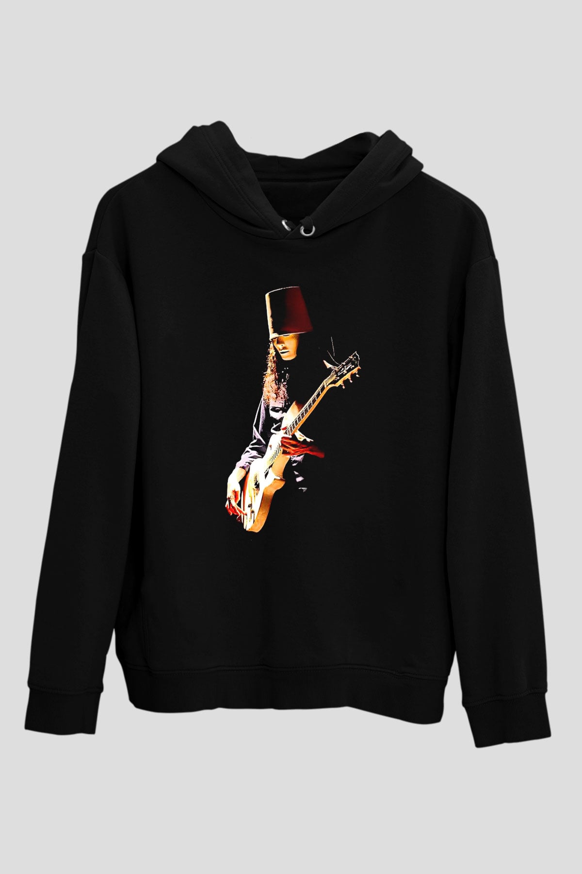 Buckethead Baskılı Unisex Siyah Kapüşonlu Sweatshirt