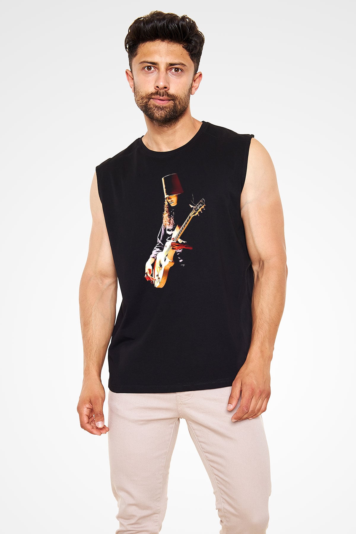 Buckethead Baskılı Unisex Siyah Kolsuz Tişört - Tshirt
