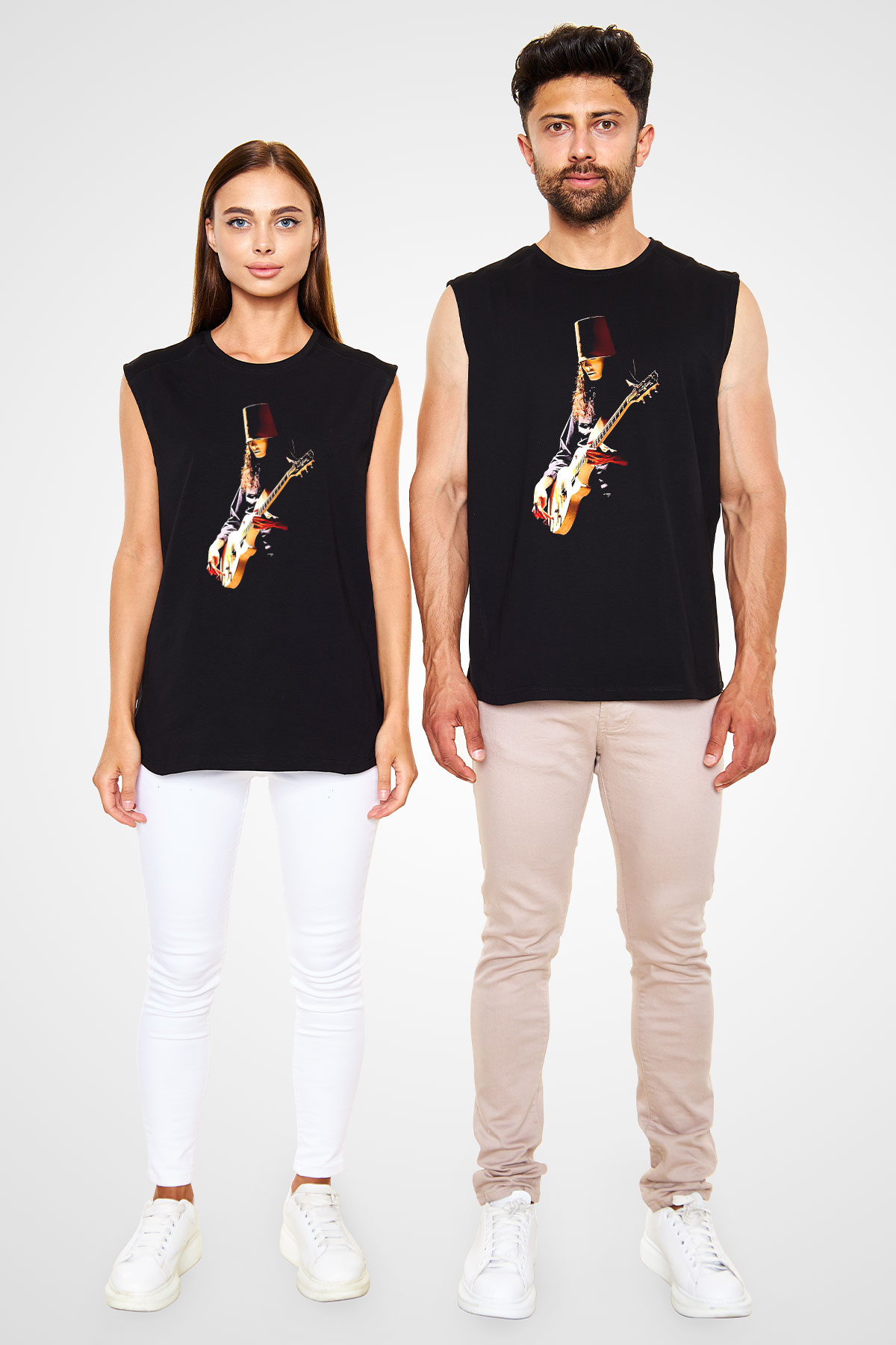 Buckethead Baskılı Unisex Siyah Kolsuz Tişört - Tshirt
