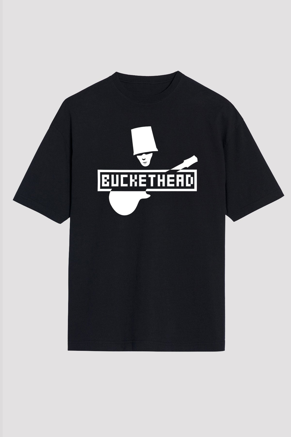 Buckethead Baskılı Unisex Siyah Oversize Tişört - Tshirt