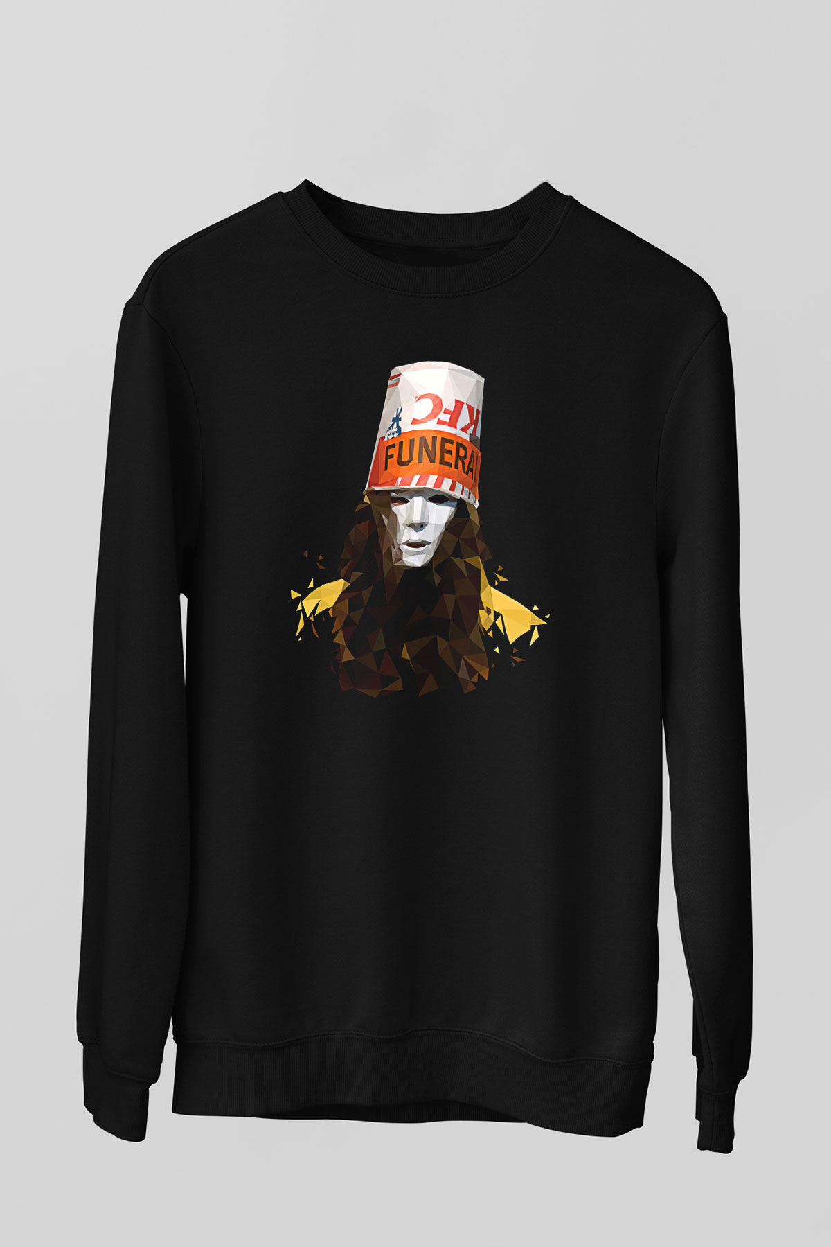 Buckethead Baskılı Unisex Siyah Sweatshirt