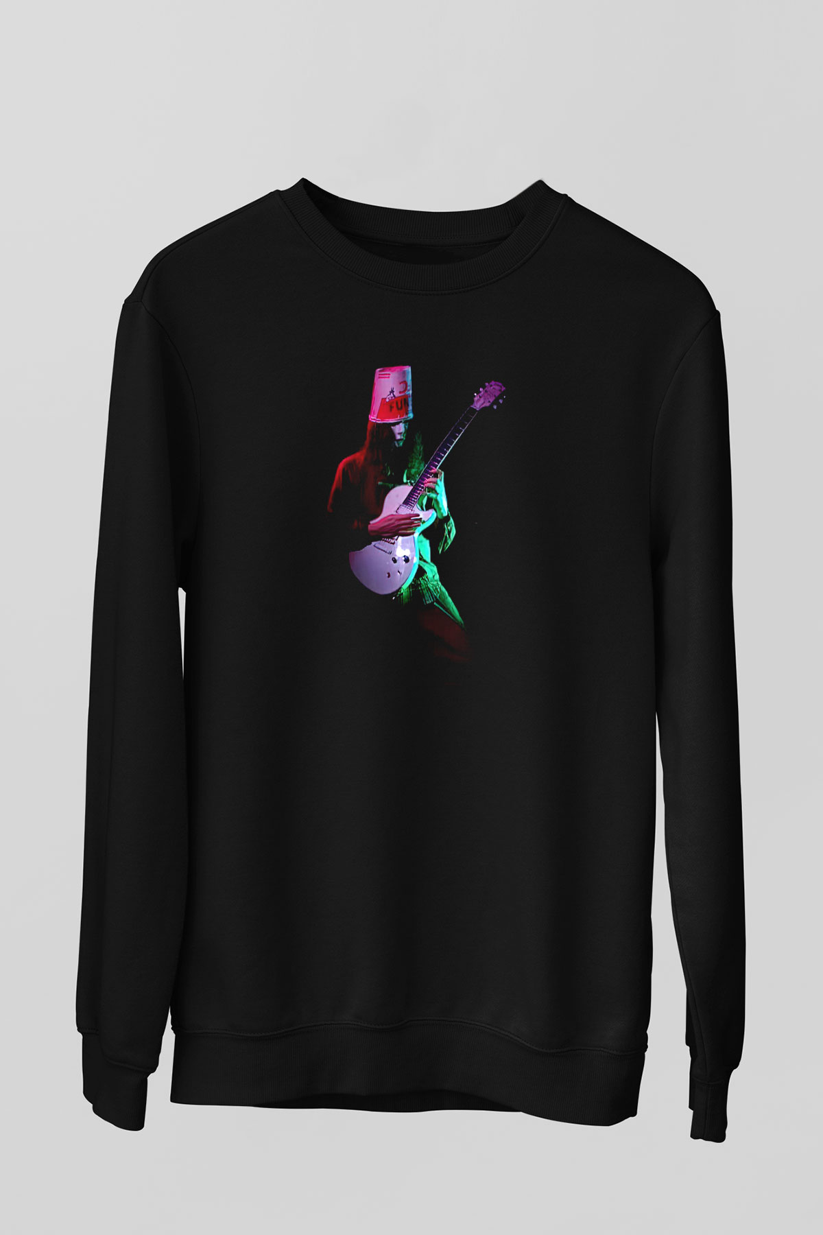 Buckethead Baskılı Unisex Siyah Sweatshirt