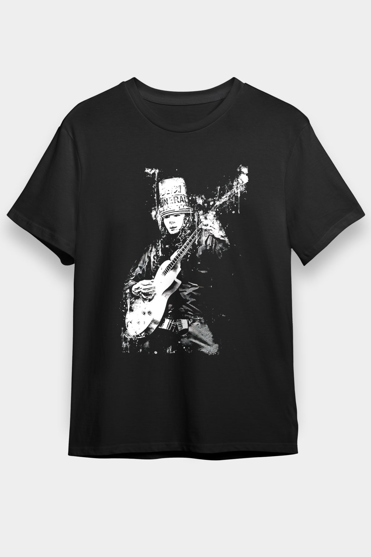Buckethead Baskılı Unisex Siyah Tişört - Tshirt