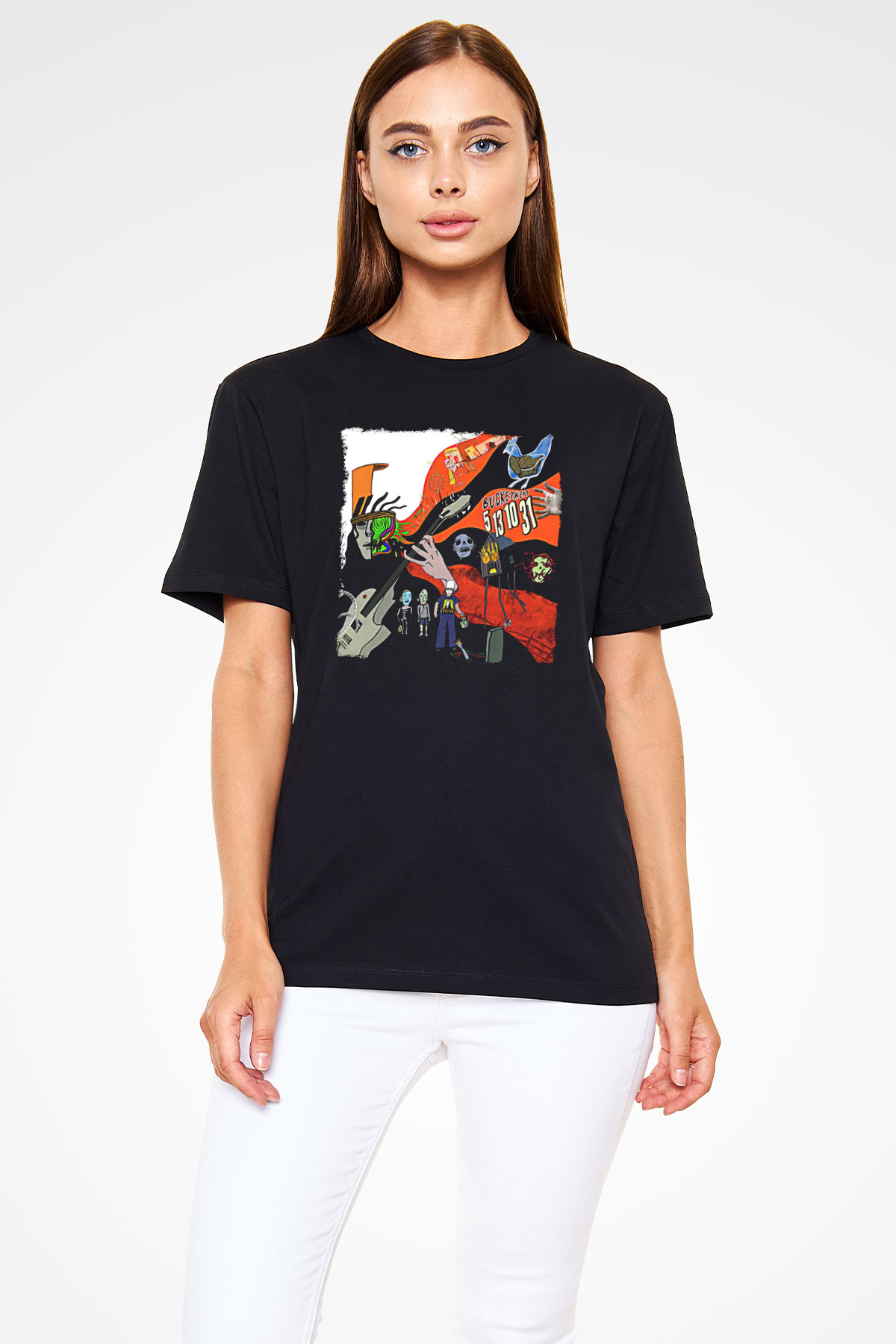 Buckethead Baskılı Unisex Siyah Tişört - Tshirt